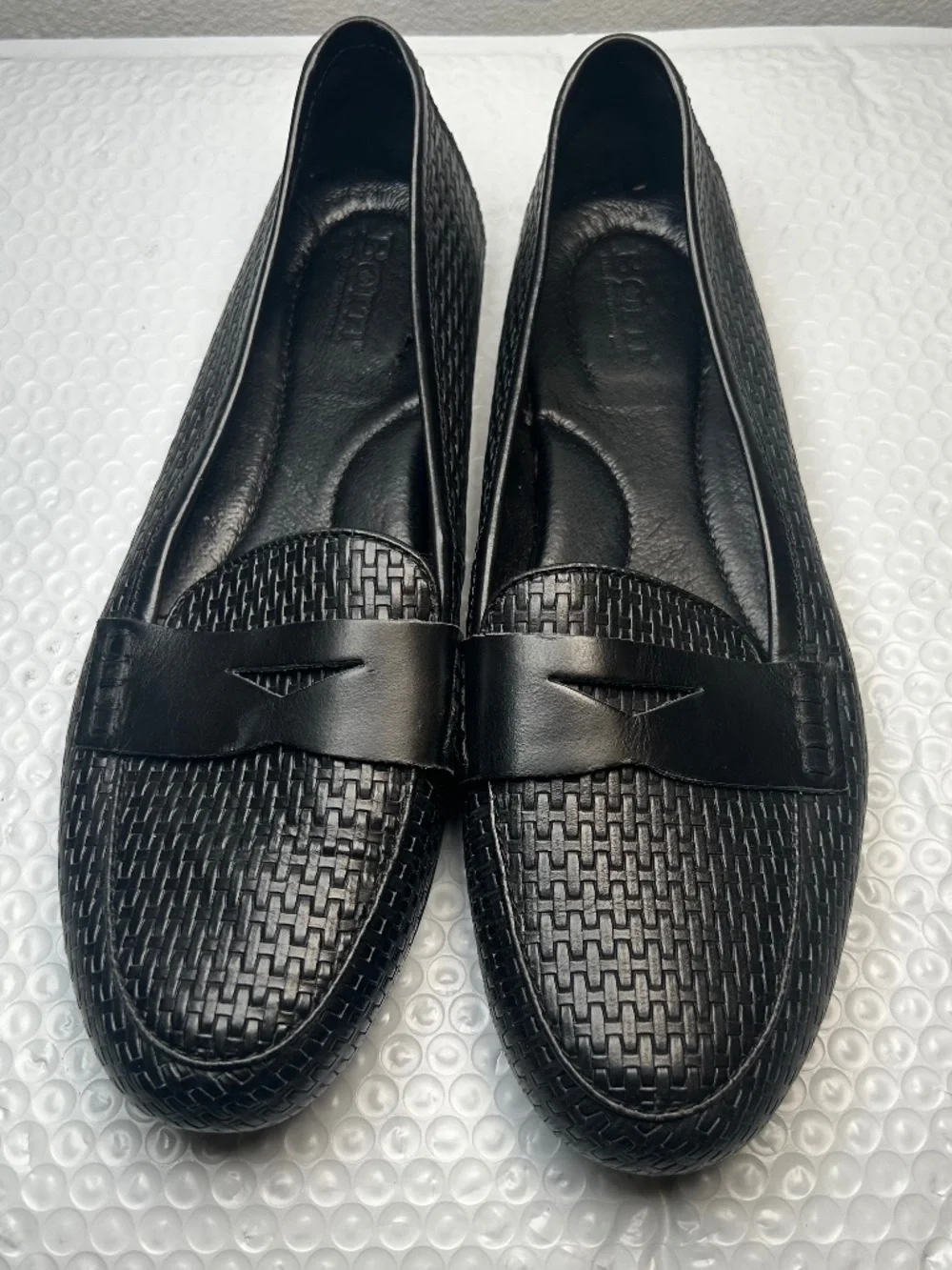 Born Malena Woven Penny Loafers Women's Size 8.5M Black